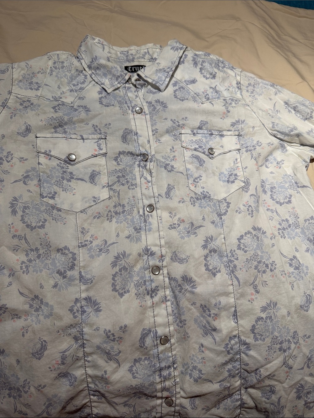 Women’s Light Blue Floral Western Shirt